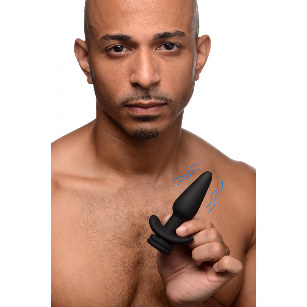 Interchangeable 10X Vibrating Silicone Anal Plug with Remote